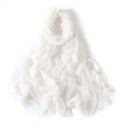 Wholesale Women's bohemian Fringe Scarf Solid Color Viscose Hijab