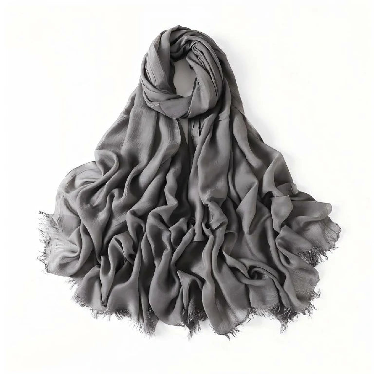 Wholesale Women's bohemian Fringe Scarf Solid Color Viscose Hijab
