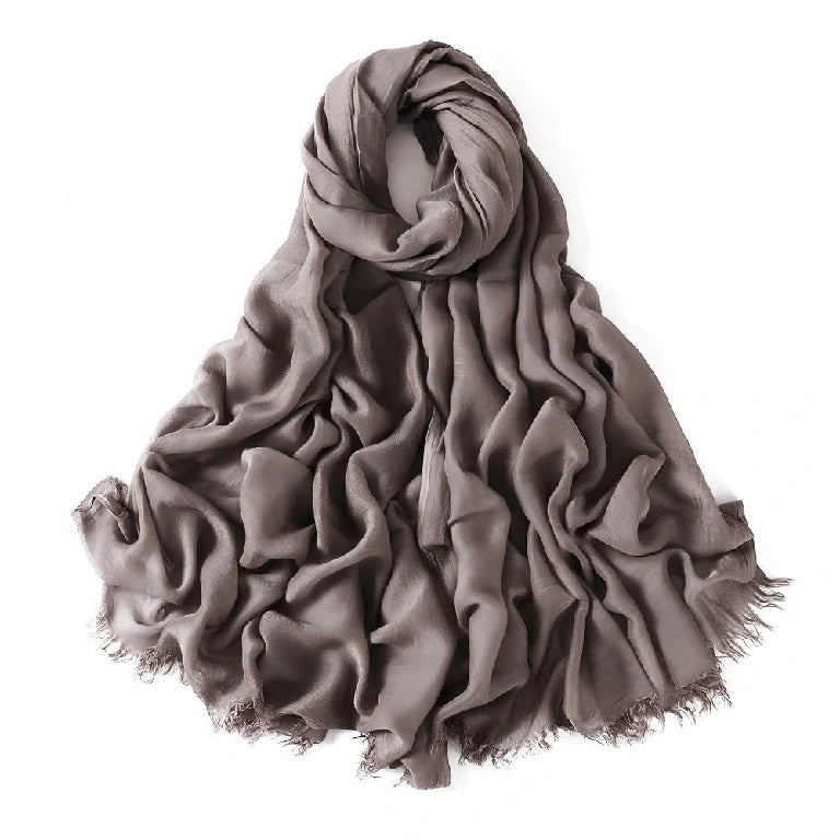 Wholesale Women's bohemian Fringe Scarf Solid Color Viscose Hijab