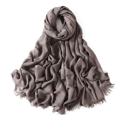 Wholesale Women's bohemian Fringe Scarf Solid Color Viscose Hijab