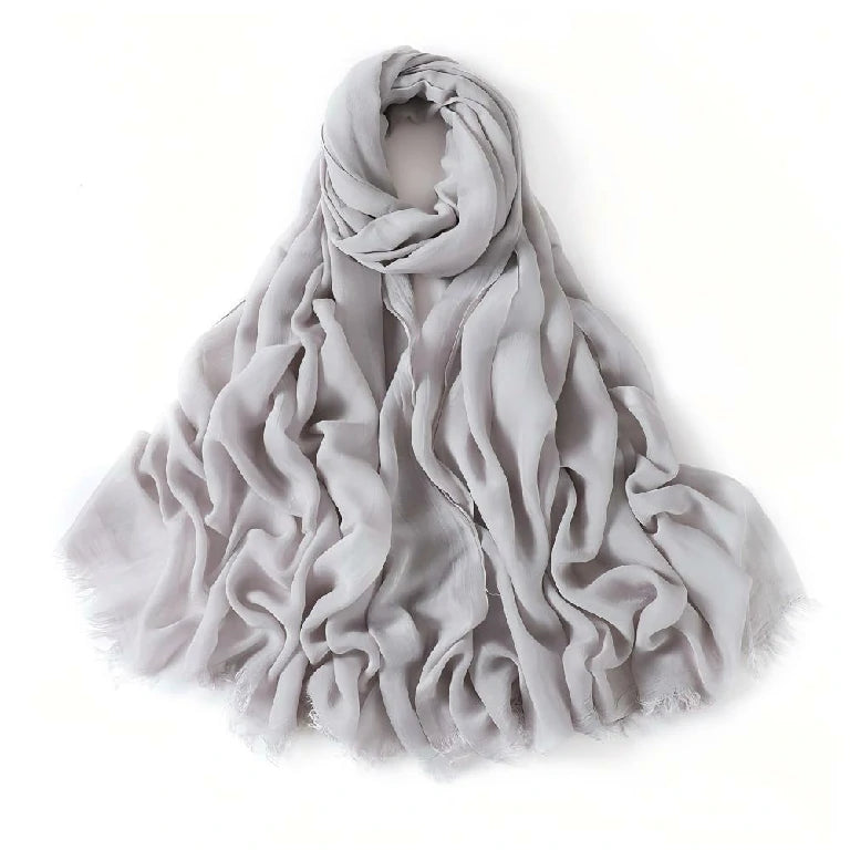 Wholesale Women's bohemian Fringe Scarf Solid Color Viscose Hijab
