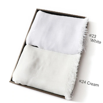 Wholesale Women's bohemian Fringe Scarf Solid Color Viscose Hijab