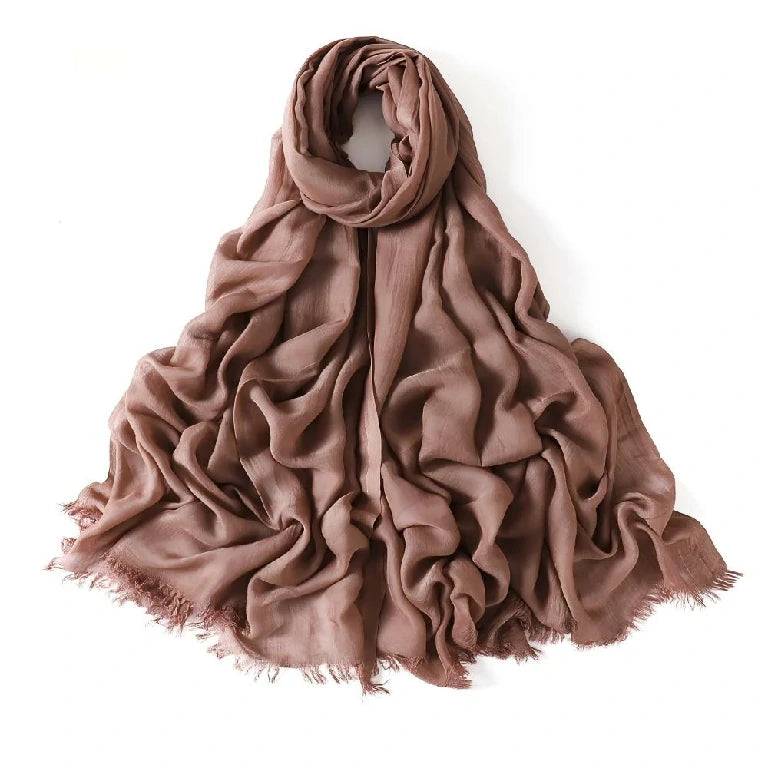 Wholesale Women's bohemian Fringe Scarf Solid Color Viscose Hijab