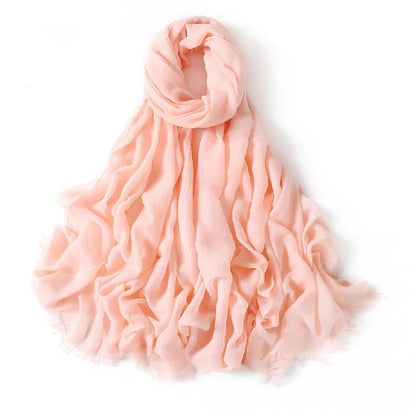 Wholesale Women's bohemian Fringe Scarf Solid Color Viscose Hijab