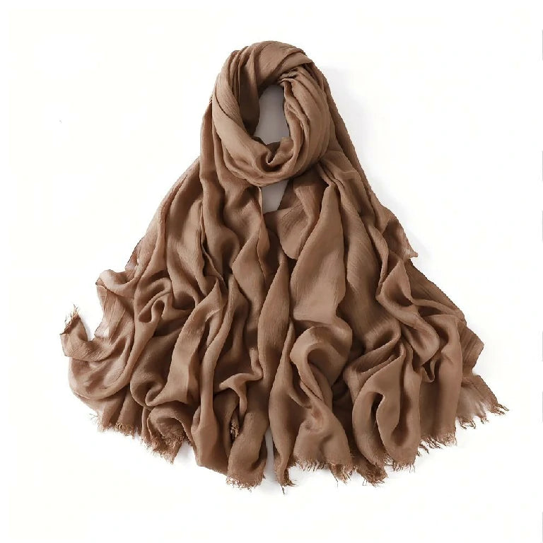 Wholesale Women's bohemian Fringe Scarf Solid Color Viscose Hijab