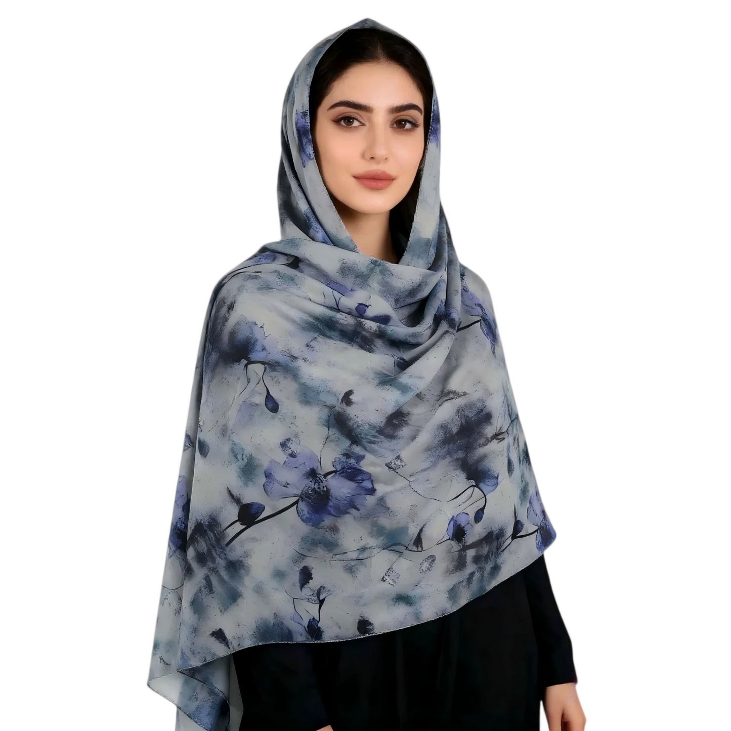 Wholesale Abstract Ink Floral Jersey Hijab Scarf Lightweight