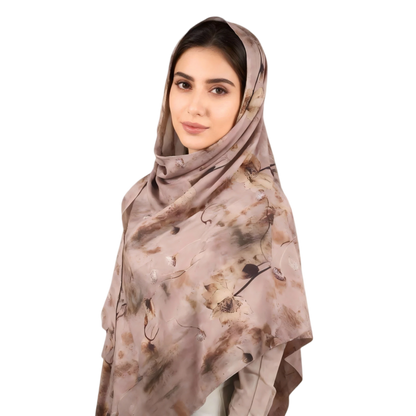 Wholesale Abstract Ink Floral Jersey Hijab Scarf Lightweight