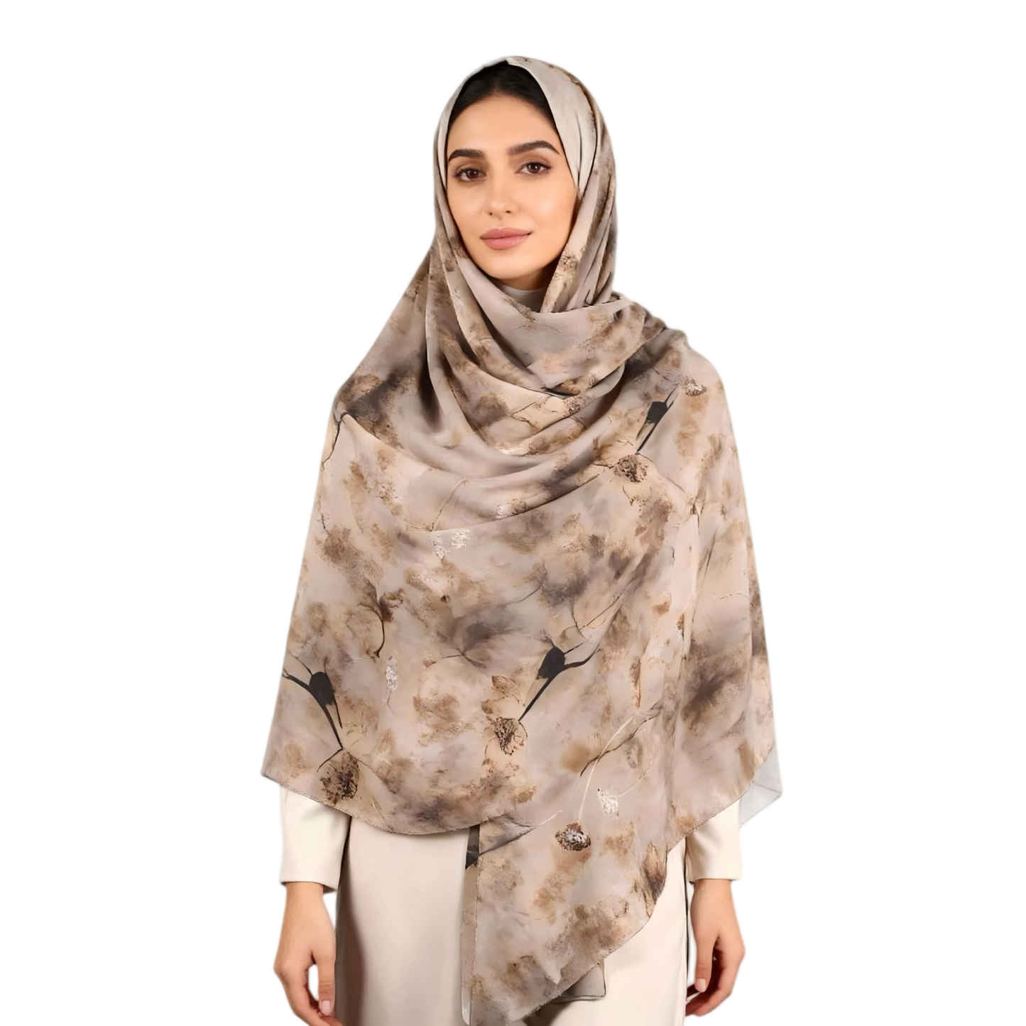 Wholesale Abstract Ink Floral Jersey Hijab Scarf Lightweight