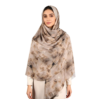 Wholesale Abstract Ink Floral Jersey Hijab Scarf Lightweight