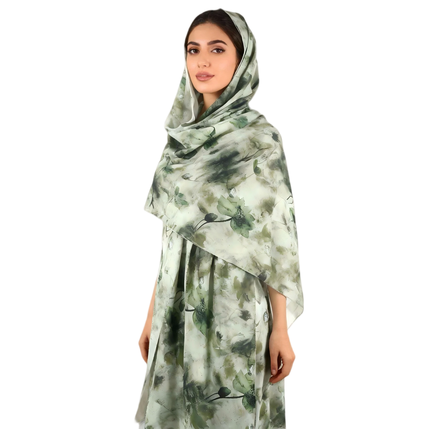 Wholesale Abstract Ink Floral Jersey Hijab Scarf Lightweight