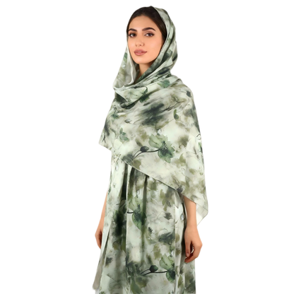 Wholesale Abstract Ink Floral Jersey Hijab Scarf Lightweight