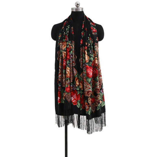 Black floral scarf