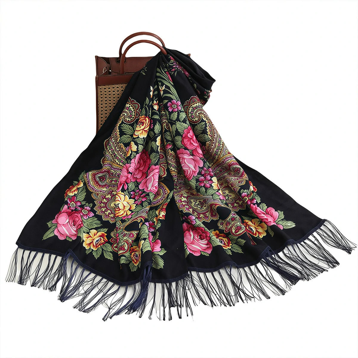 Black floral scarf