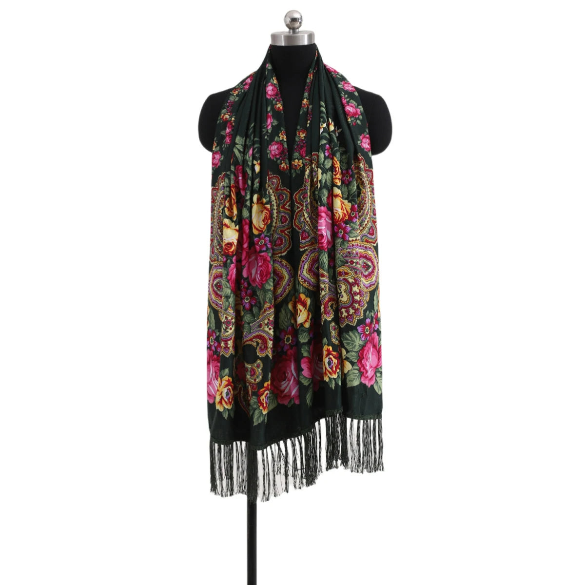Black floral scarf