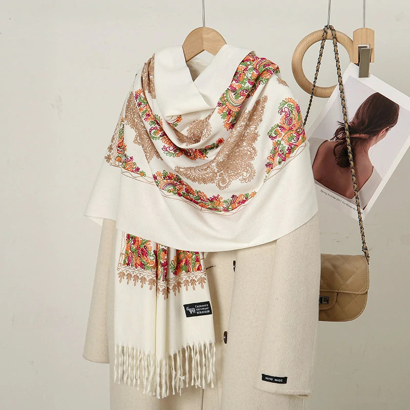 White faux cashmere scarf