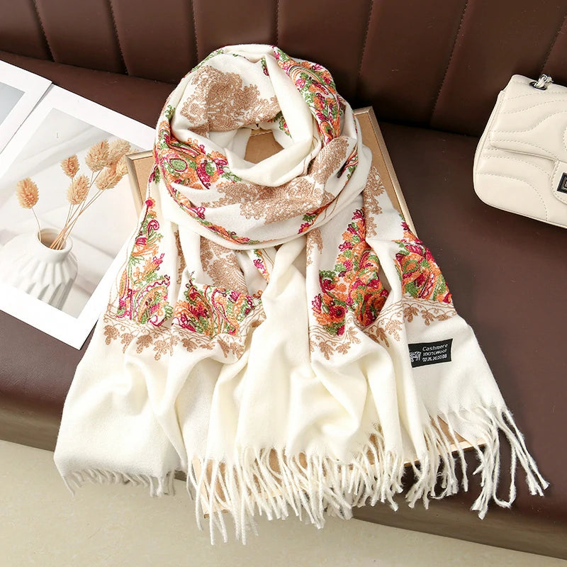 White faux cashmere scarf