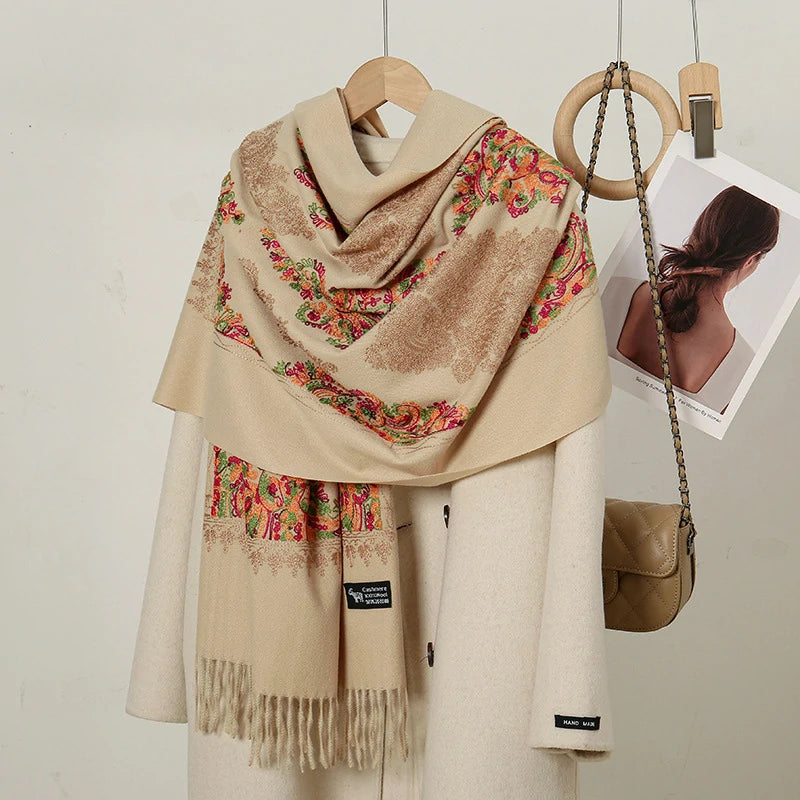 Beige faux cashmere scarf
