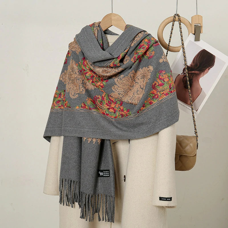Gray faux cashmere scarf