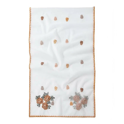 Wholesale Elegant Floral Embroidered Sheer Mesh Scarf with Pearls