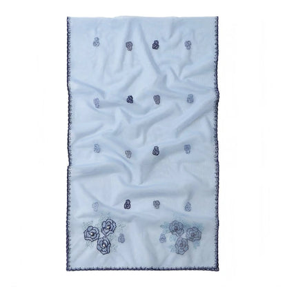 Wholesale Elegant Floral Embroidered Sheer Mesh Scarf with Pearls