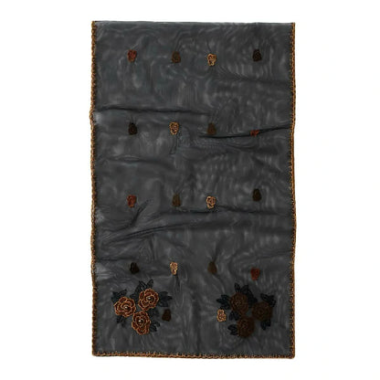 Wholesale Elegant Floral Embroidered Sheer Mesh Scarf with Pearls