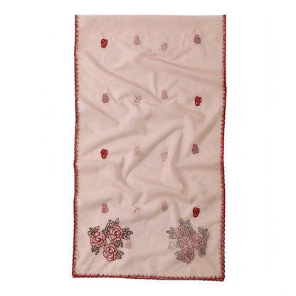 Wholesale Elegant Floral Embroidered Sheer Mesh Scarf with Pearls