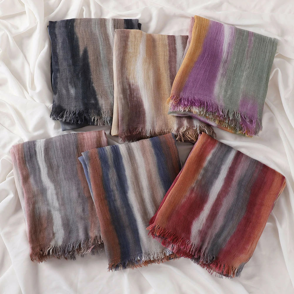 Wholesale Fashion Bohemian Abstract Watercolor Print Modal Scarf