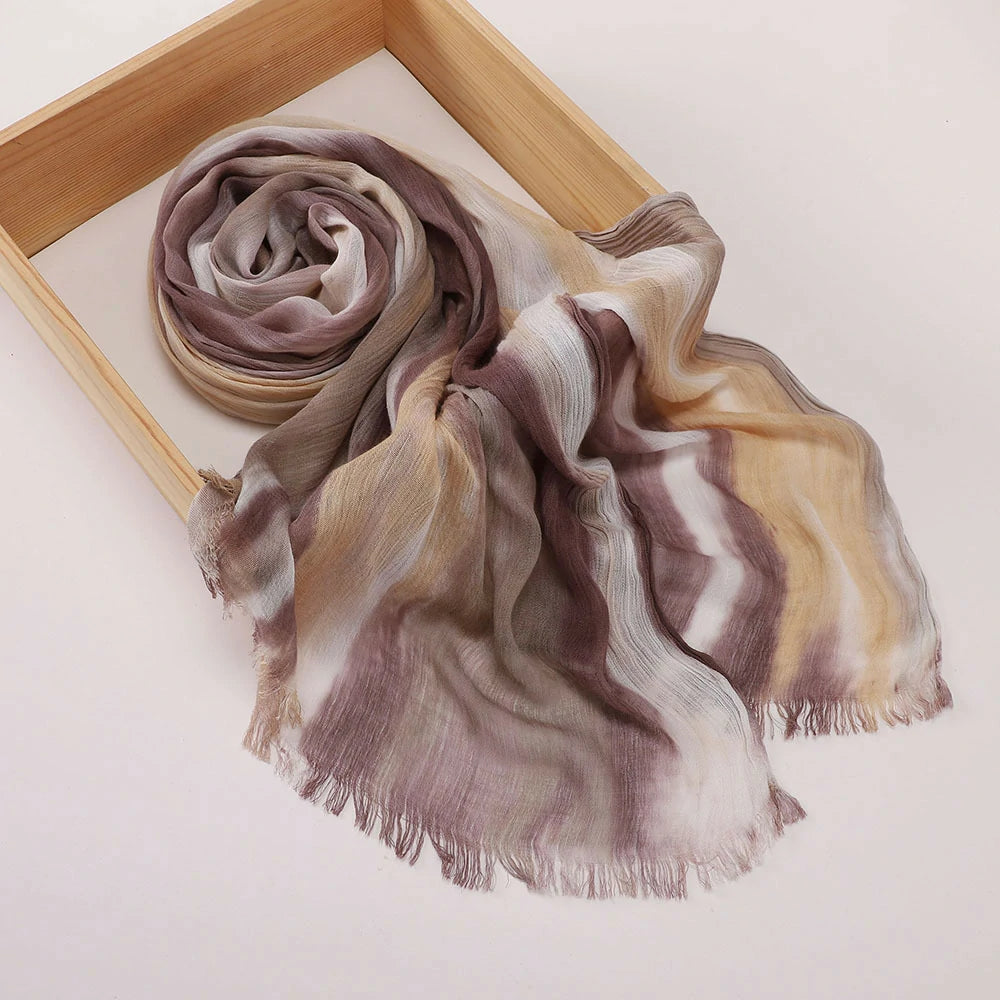Wholesale Fashion Bohemian Abstract Watercolor Print Modal Scarf
