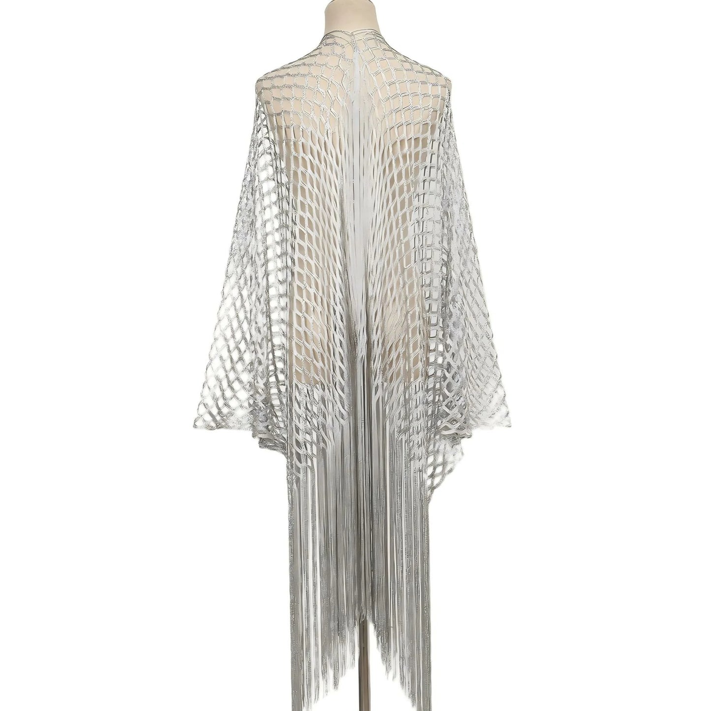 Wholesale Glitter Metallic Wrap Shawl Lightweight Mesh Fringe Cover up Cruise Prom