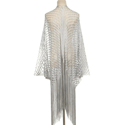 Wholesale Glitter Metallic Wrap Shawl Lightweight Mesh Fringe Cover up Cruise Prom