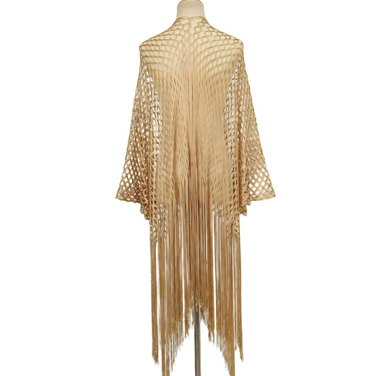 Wholesale Glitter Metallic Wrap Shawl Lightweight Mesh Fringe Cover up Cruise Prom