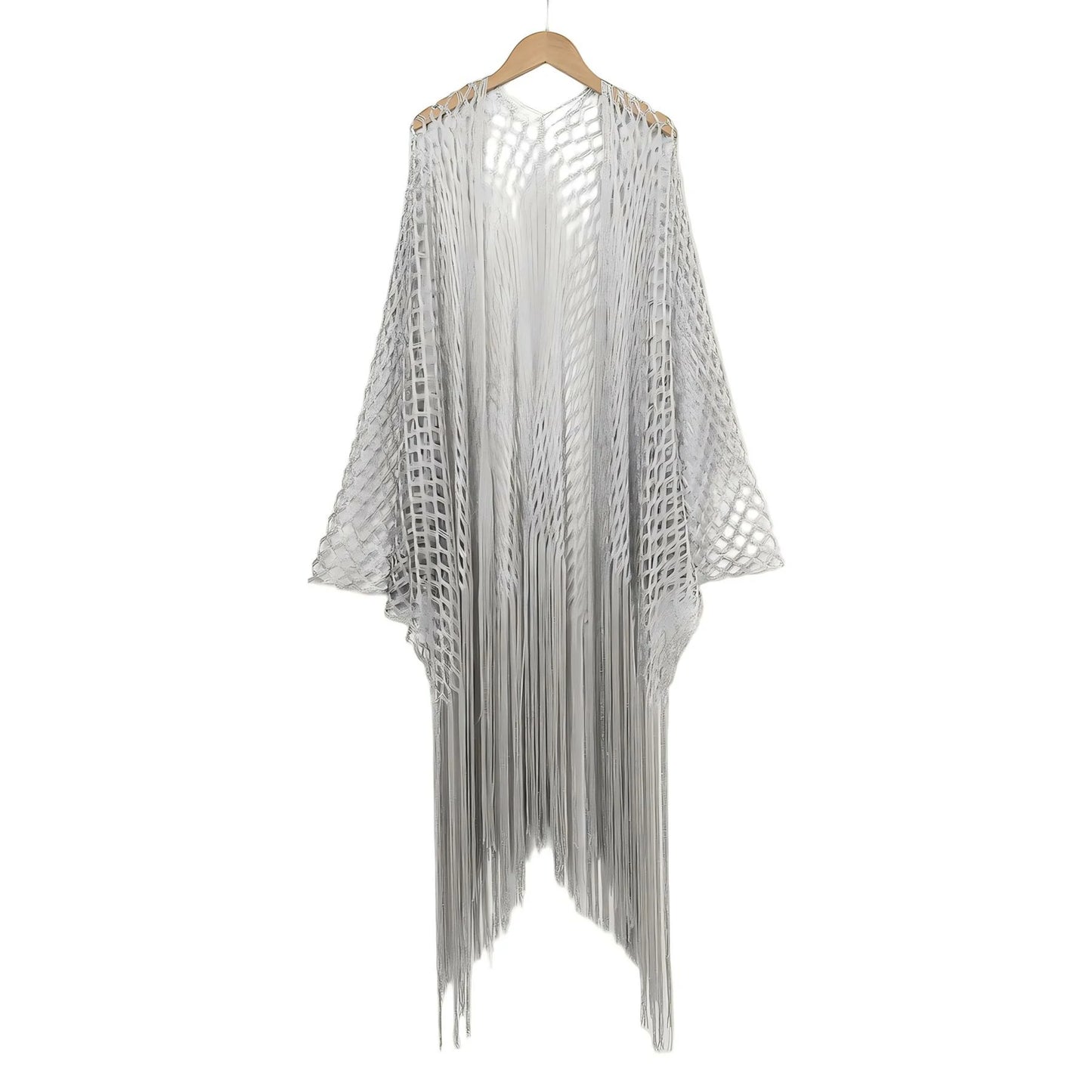 Wholesale Glitter Metallic Wrap Shawl Lightweight Mesh Fringe Cover up Cruise Prom