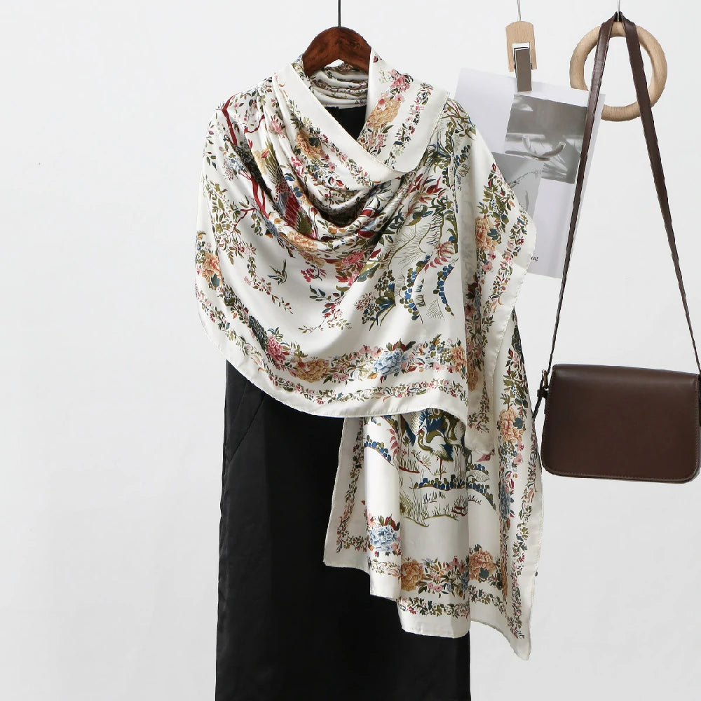 Wholesale Large Phoenix and Floral Print Scarf Shawl for Women Hijab