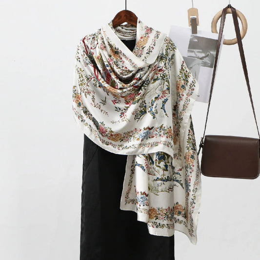 Wholesale Large Phoenix and Floral Print Scarf Shawl for Women Hijab