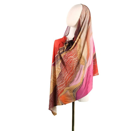 Wholesale Luxury Abstract Marble Print Silk Hijab Scarf for Women