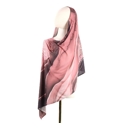 Wholesale Luxury Abstract Marble Print Silk Hijab Scarf for Women