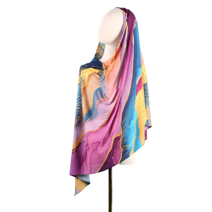Wholesale Luxury Abstract Marble Print Silk Hijab Scarf for Women