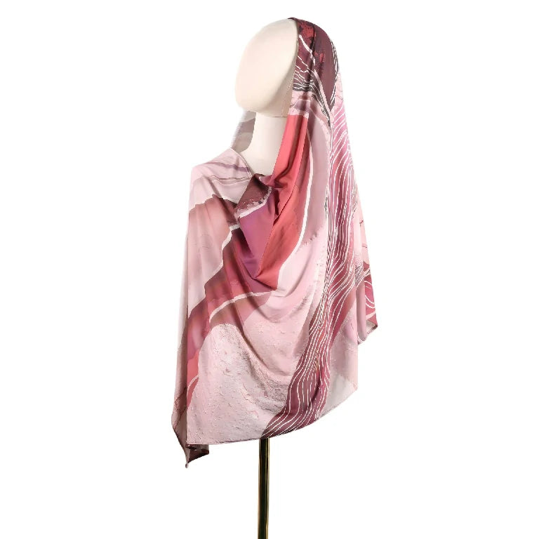 Wholesale Luxury Abstract Marble Print Silk Hijab Scarf for Women