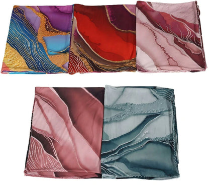 Wholesale Luxury Abstract Marble Print Silk Hijab Scarf for Women