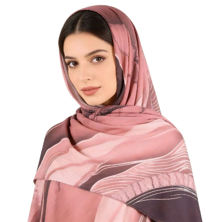 Wholesale Luxury Abstract Marble Print Silk Hijab Scarf for Women