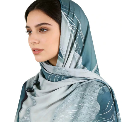 Wholesale Luxury Abstract Marble Print Silk Hijab Scarf for Women
