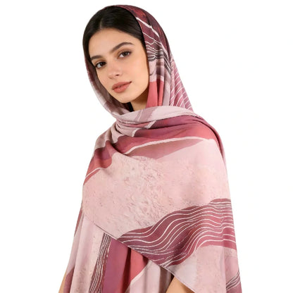 Wholesale Luxury Abstract Marble Print Silk Hijab Scarf for Women