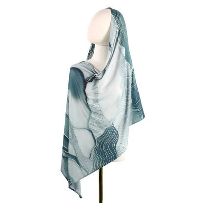Wholesale Luxury Abstract Marble Print Silk Hijab Scarf for Women