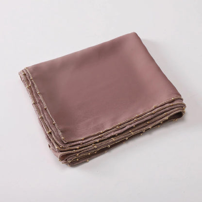 Wholesale Luxury Bubble Chiffon Hijab with Gold Pearl Chain Border