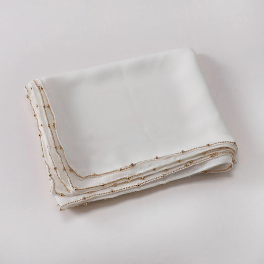 Wholesale Luxury Bubble Chiffon Hijab with Gold Pearl Chain Border