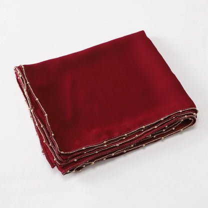 Wholesale Luxury Bubble Chiffon Hijab with Gold Pearl Chain Border