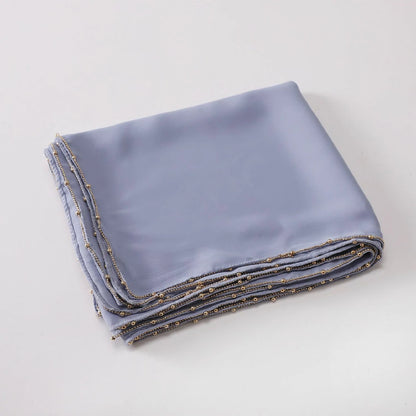 Wholesale Luxury Bubble Chiffon Hijab with Gold Pearl Chain Border