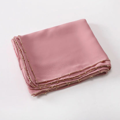 Wholesale Luxury Bubble Chiffon Hijab with Gold Pearl Chain Border