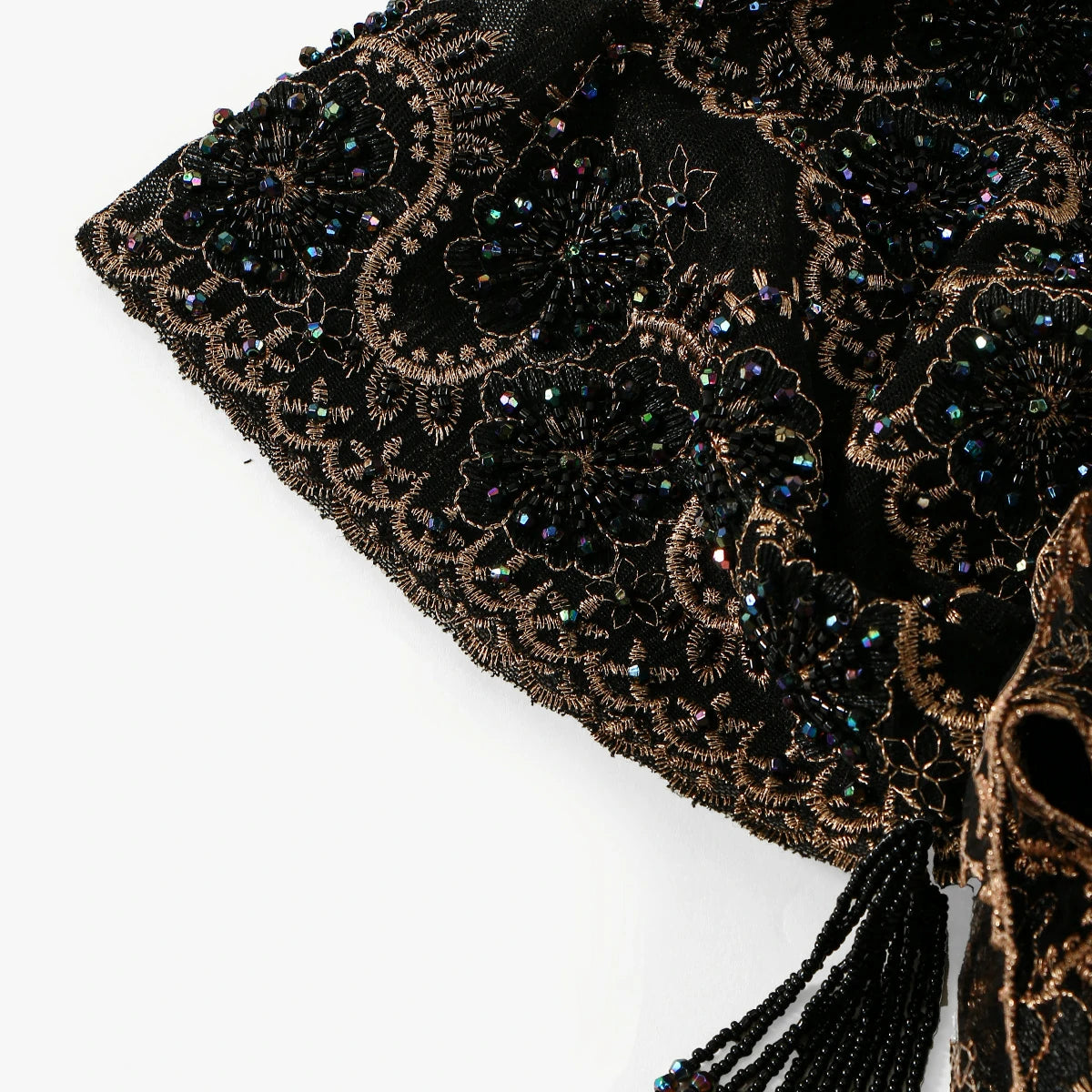 black Beaded Turban Hijab scarf