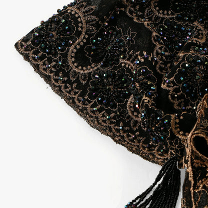 black Beaded Turban Hijab scarf